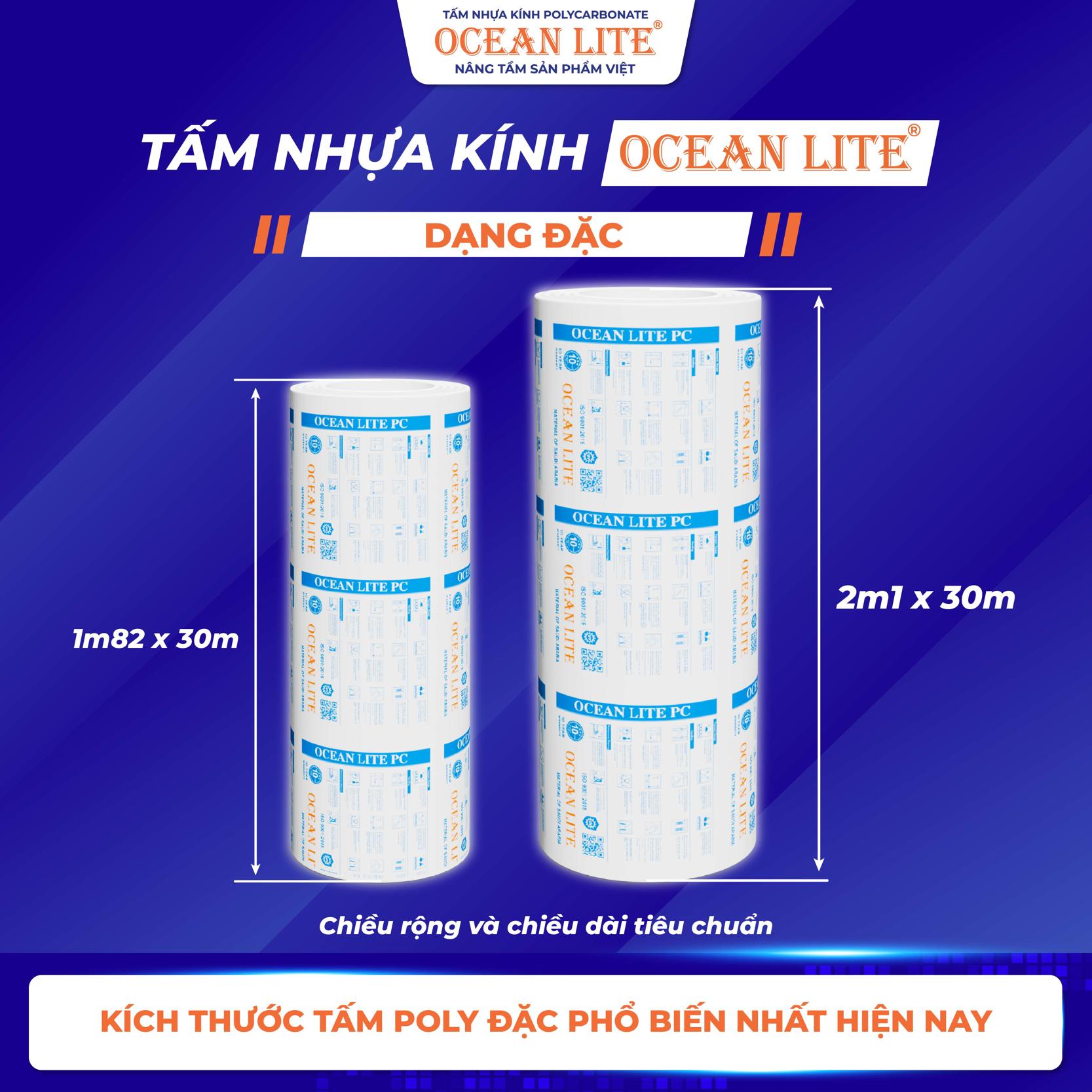 tấm polycarbonate đặc ruột 10mm kích thước phổ biến