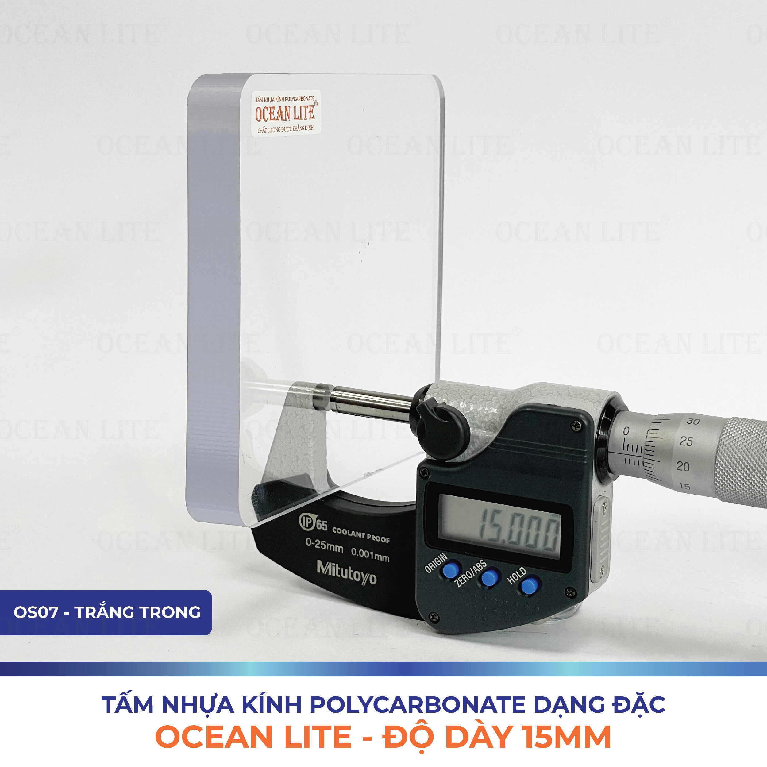Tấm Polycarbonate Đặc Ruột 15MM Ocean Lite